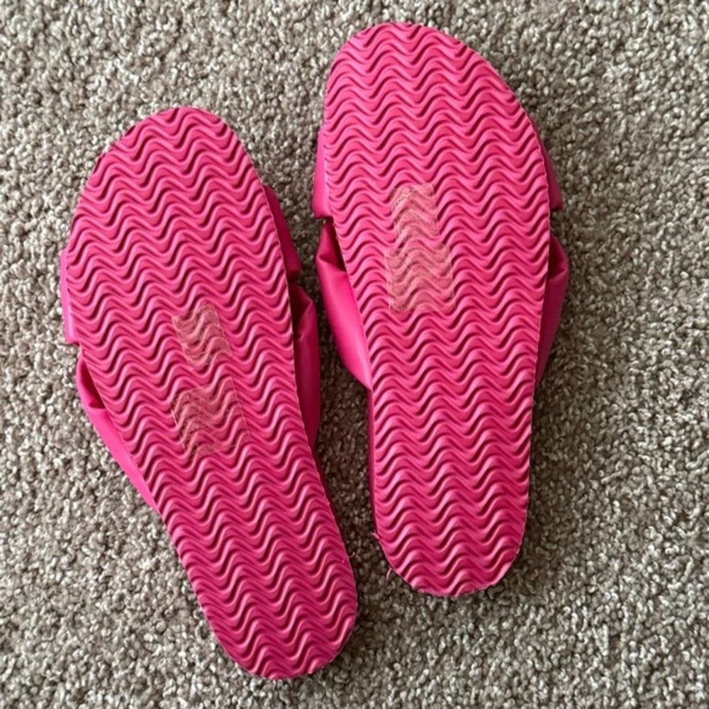 J Crew Factory Pink Cross Strap Pool Slides Sandals Sz 9 New With Tags Barbie - Picture 8 of 8